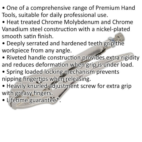 Loops 230mm Locking Pliers - Straight Deeply Serrated 45mm Jaws - Hardened Teeth 1
