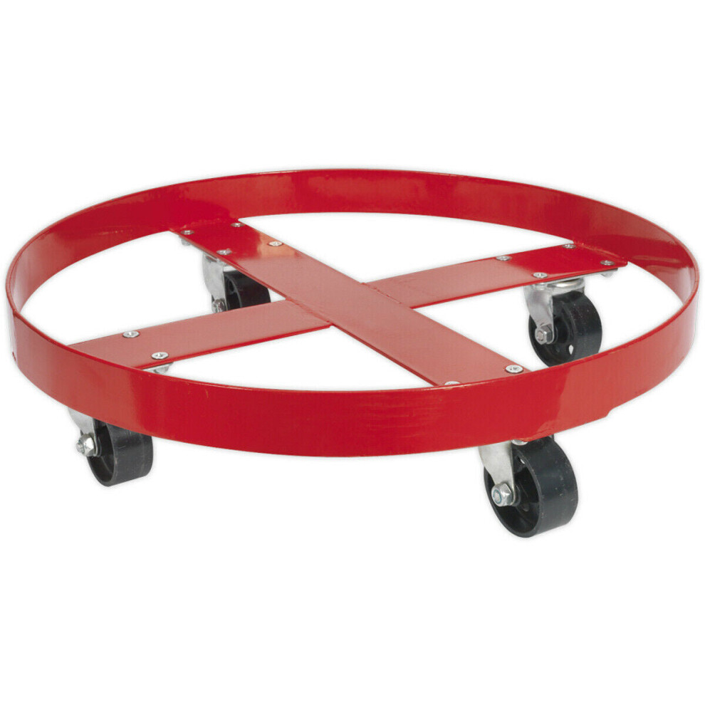 Loops 205L Oil Drum Dolly - Four Large Diameter Metal Castors - Drum Transportation