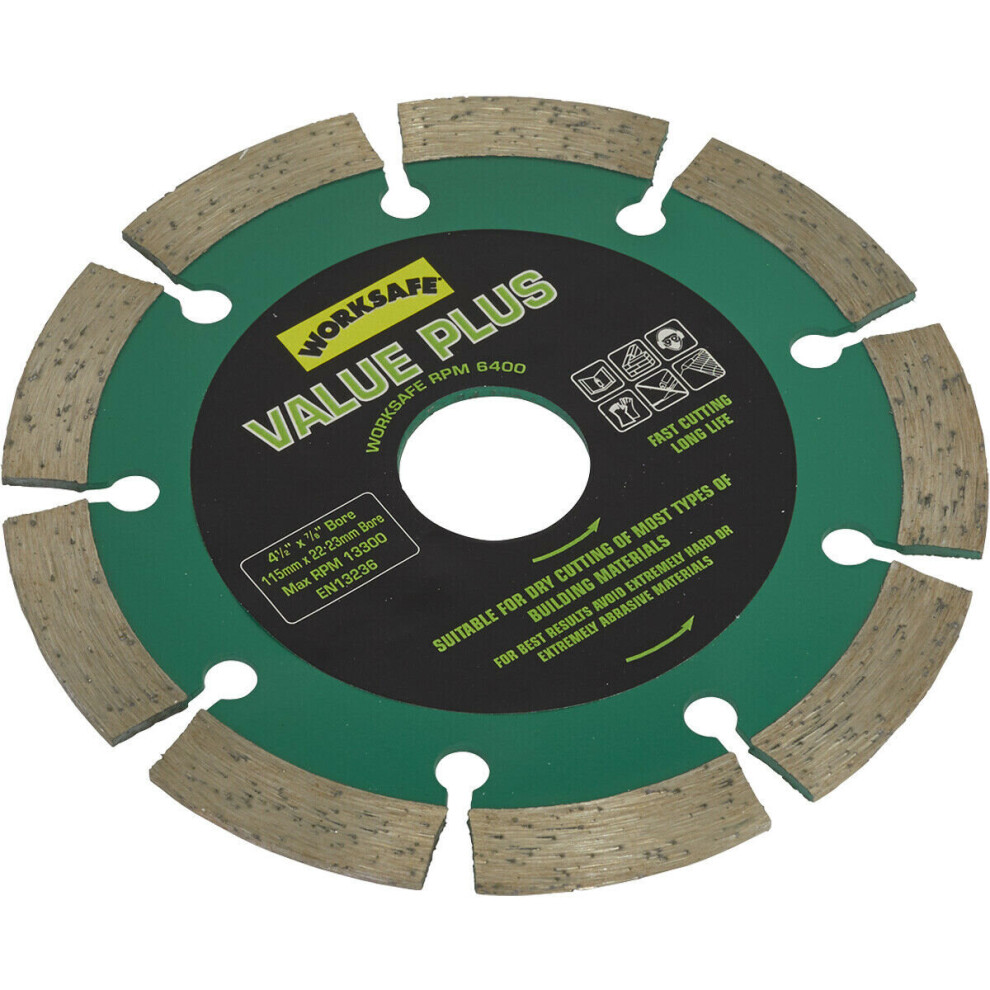 115mm Diamond Cutting Disc Blade - 22mm Bore - Long Lasting Brick Concrete Stone