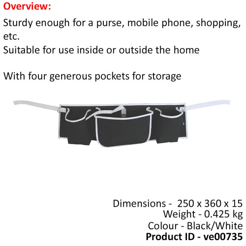 Loops Walking Frame Open Carry Bag - Four Pocket Storage Pouch Disability Walking Aid 1