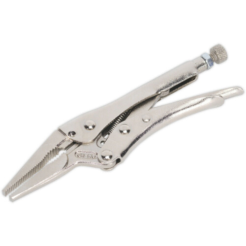 Loops 170mm Long Nose Locking Pliers - Deeply Serrated 50mm Jaws - Riveted Handle