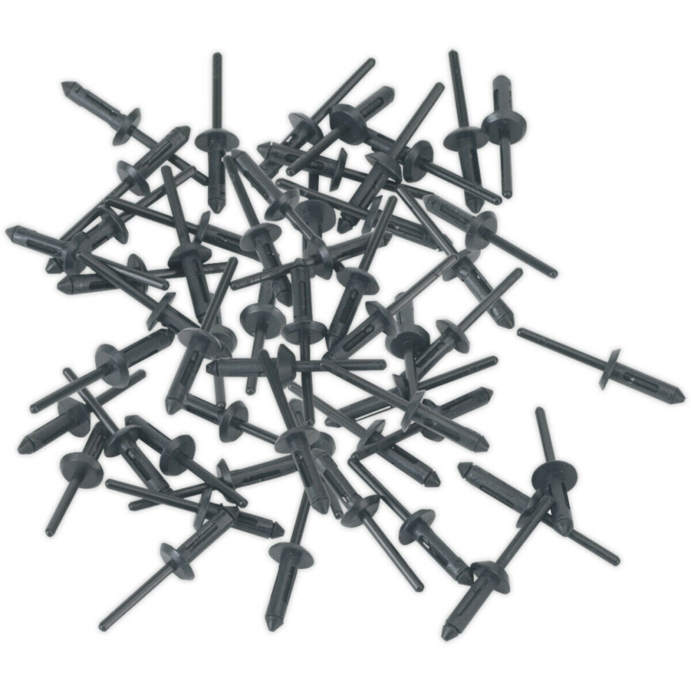 50 PACK - 5mm x 17.2mm Plastic Rivets - Black PVC Compression Snap Panel Pins