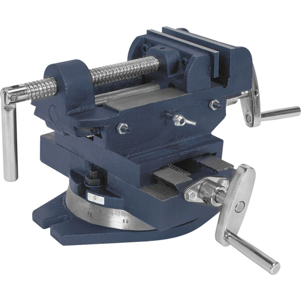 Loops Compound Cross Vice - 100Mm Steel Jaws - Swivel Base - Drilling & Milling Vice