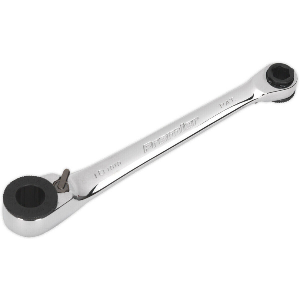 120mm Reversible Ratchet Spanner - 1/4" Hex x 10mm Hex - 72-Tooth Ratchet Action