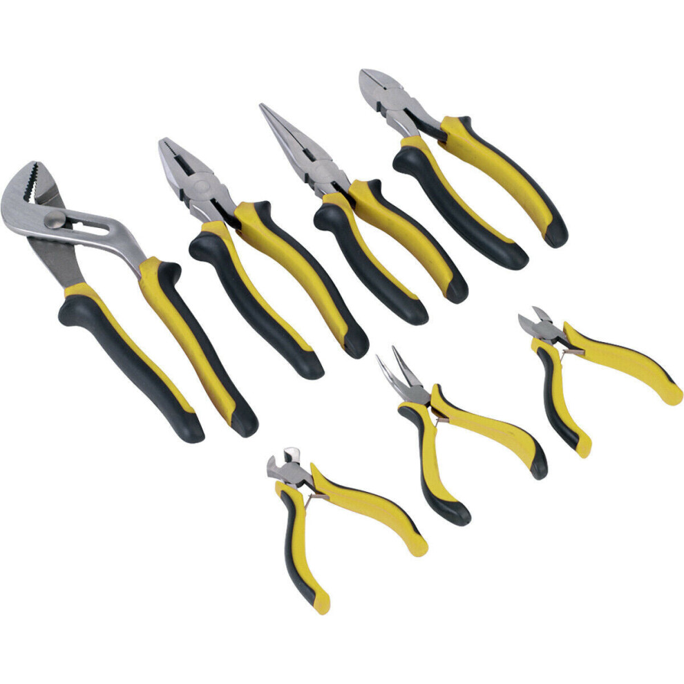 7 Piece Pliers Set - Hardened Steel Components - Oversized Comfort Grip