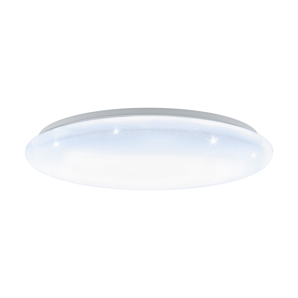 Flush Ceiling Light White Shade White Plastic With Crystal Effect Bulb LED 40W