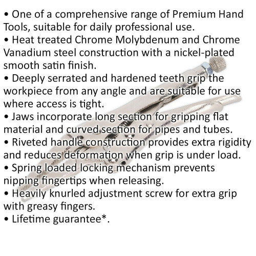 Loops 170mm Long Nose Locking Pliers - Deeply Serrated 50mm Jaws - Riveted Handle 1