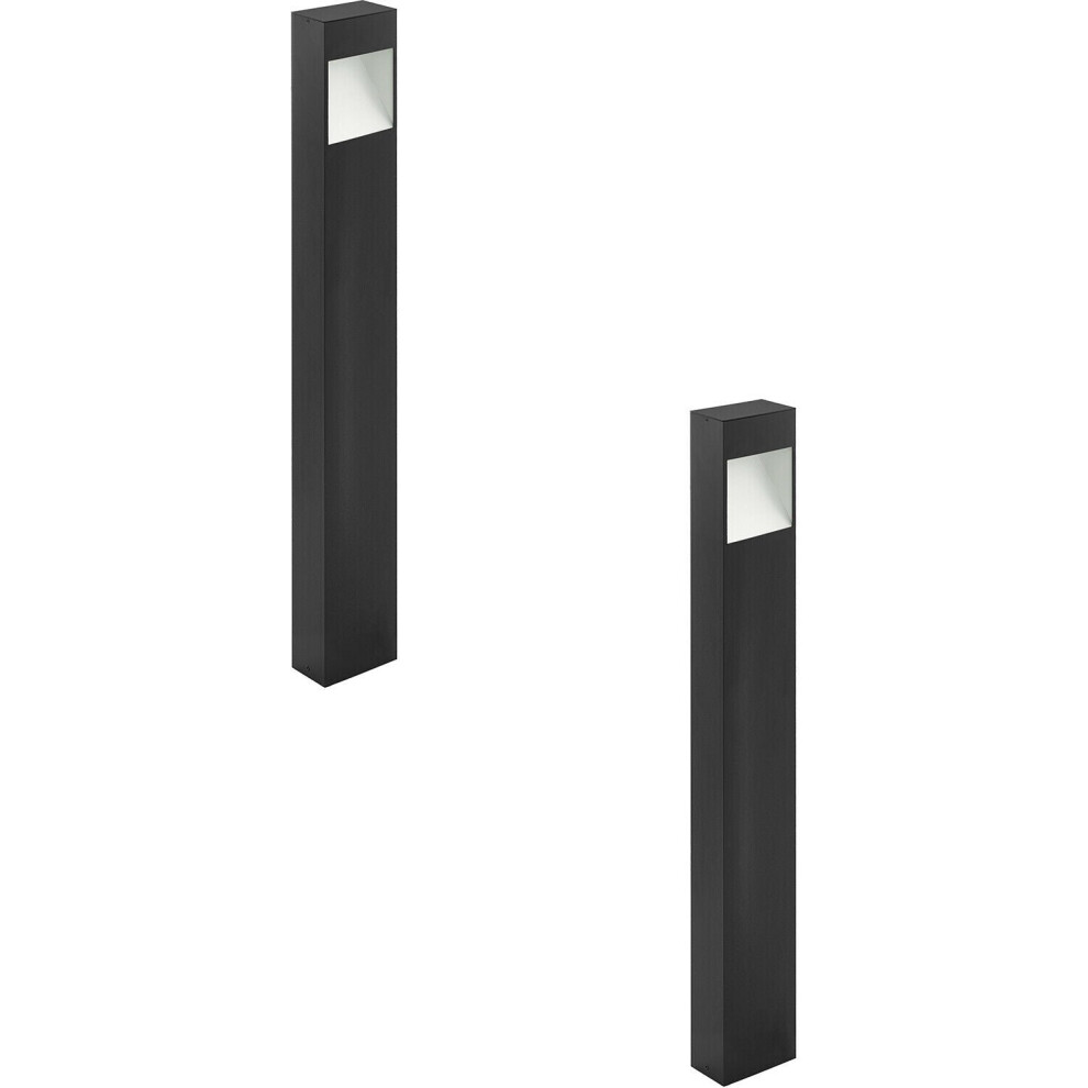 Loops 2 Pack Ip44 Outdoor Pedestal Tall Square Post 10W Led Light/Anthracite