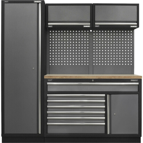Loops Garage Storage System Unit - 1960 x 460 x 2000mm - 36mm Pressed Wood Worktop