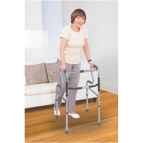 Loops Dual Rise Lightweight Aluminium Folding Walking Frame - Height Adjustable Legs 2
