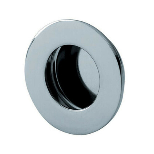 Loops 2x Circular Low Profile Recesesd Flush Pull 50mm Diameter Bright Stainless Steel 1