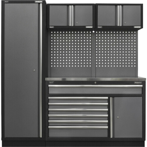 Loops Garage Storage System - 1960 x 460 x 2000mm - 38mm Stainless Steel Work Surface
