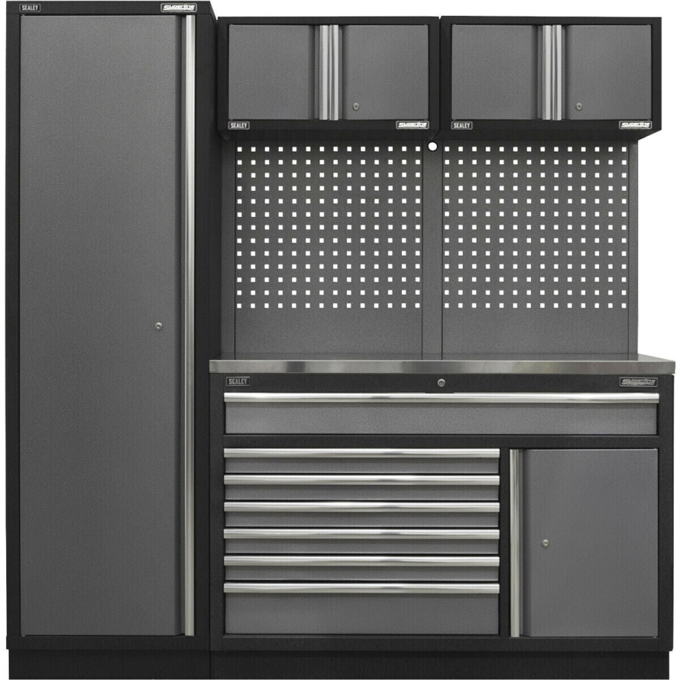 Garage Storage System - 1960 x 460 x 2000mm - 38mm Stainless Steel Work Surface