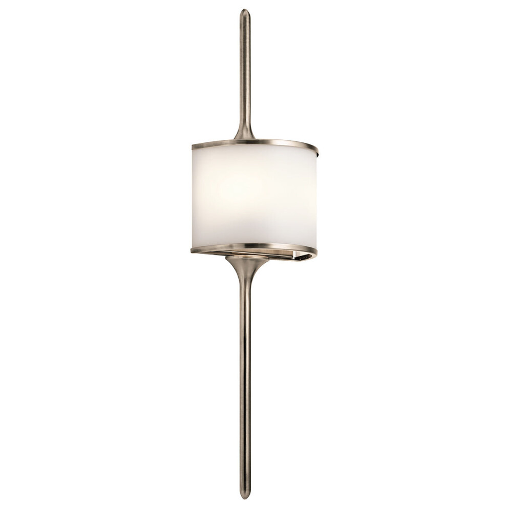 Loops Ip 44 Twin Wall Light Centralised White Glass Shade Classic Pewter Led G9 3.5W