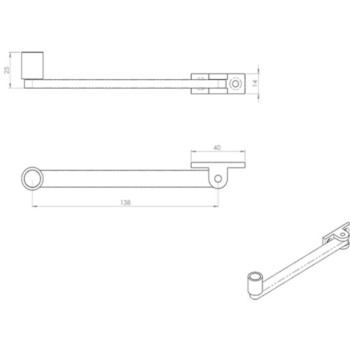 Loops Roller Arm Window Stay 138mm Arm Length Polished Chrome Window Fitting 2
