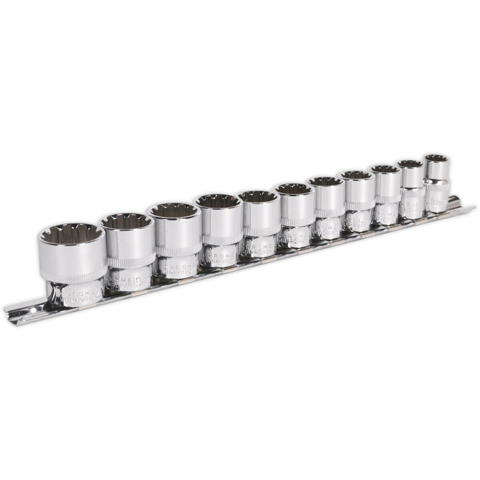 11pc UNIVERSAL Metric Socket Set - 3/8" Sq - TOTAL DRIVE Fits Most Fasteners