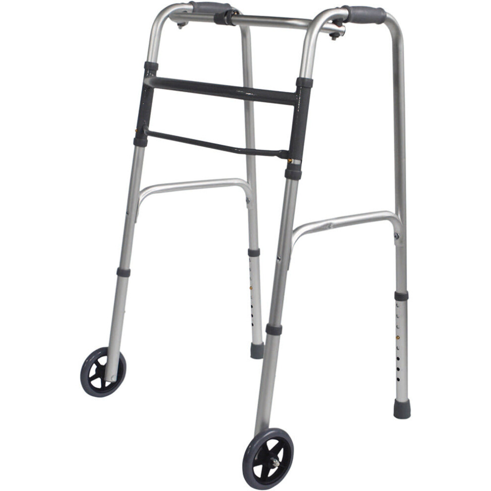 Folding Walking Frame with Wheels - Lightweight Aluminium - Adjustable Height