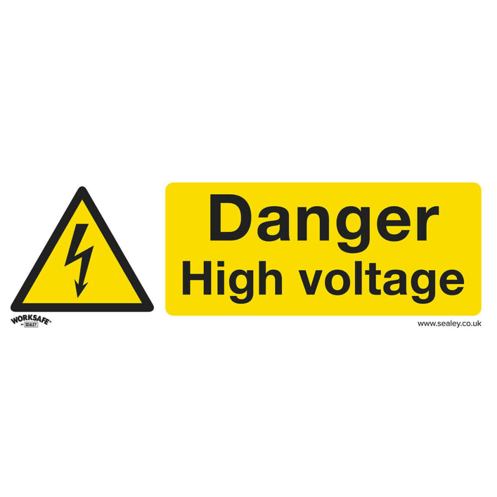 Loops 1X Danger High Voltage Health & Safety Sign - Rigid Plastic 300 X 100Mm Warning Green