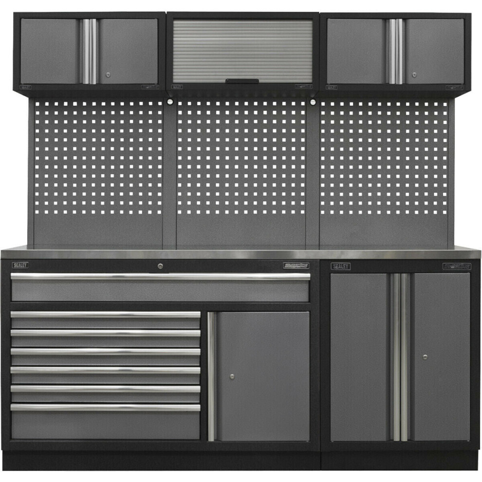 Garage Storage System Unit - 2040 x 460 x 2000mm - 38mm Stainless Steel Worktop