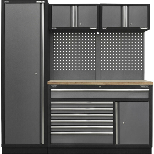 Loops Garage Storage System - 1960 x 460 x 2000mm - 36mm Pressed Wood Work Surface