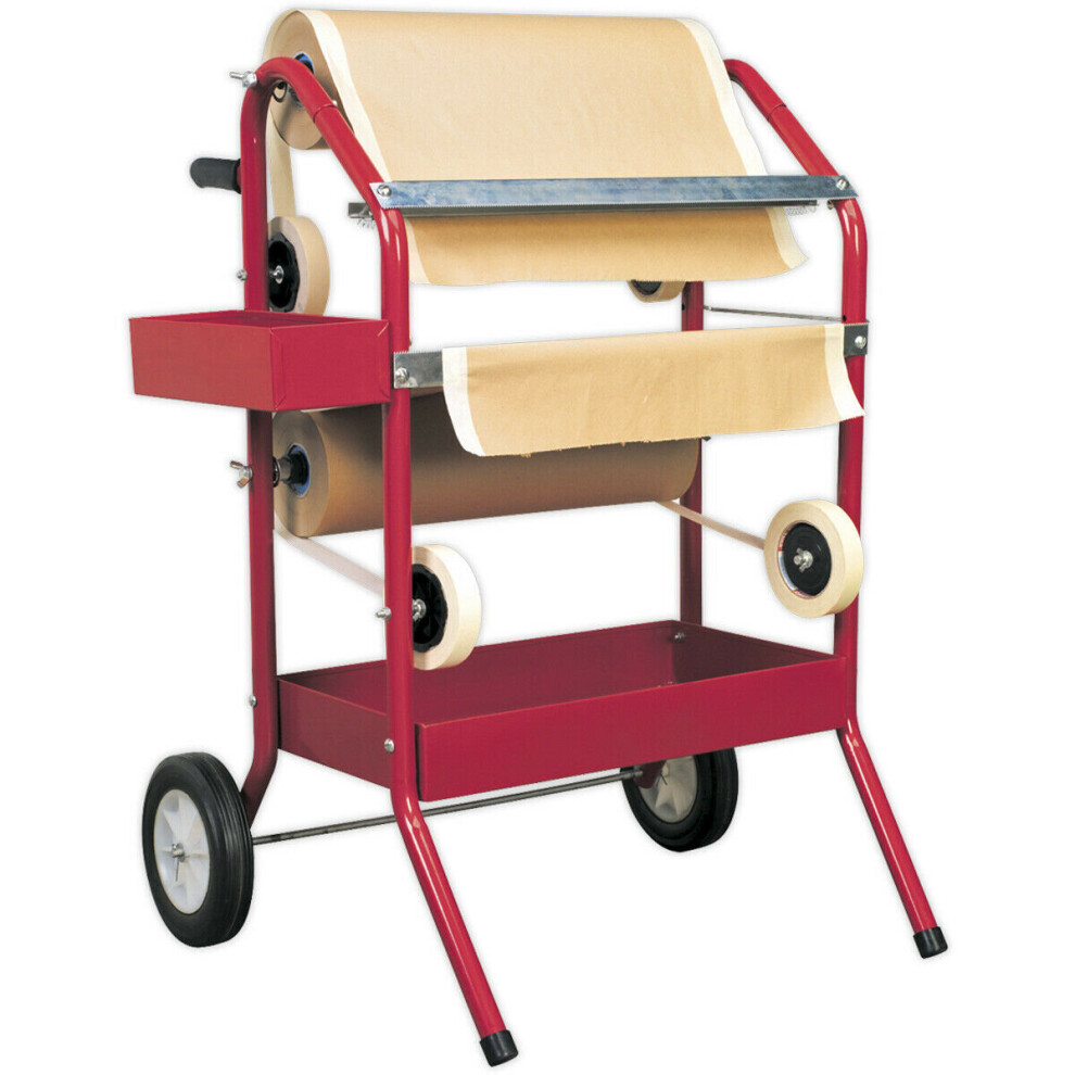 Masking Paper Dispenser Trolley - Holds 2 X 450Mm Rolls - Two Storage Trays 5056524289242