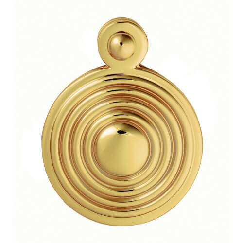Loops 32mm Lock Profile Escutcheon Reeded Design Polished Brass Keyhole Cover 1