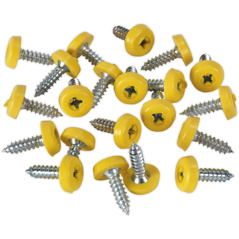 50 PACK 4.8 x 18mm Yellow Numberplate Screw - Plastic Enclosed Head Fixings