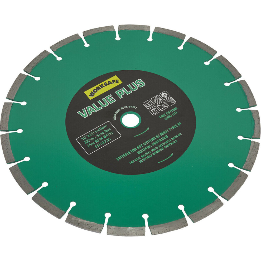 300mm Diamond Cutting Disc Blade - 20mm Bore - Long Lasting Brick Concrete Stone