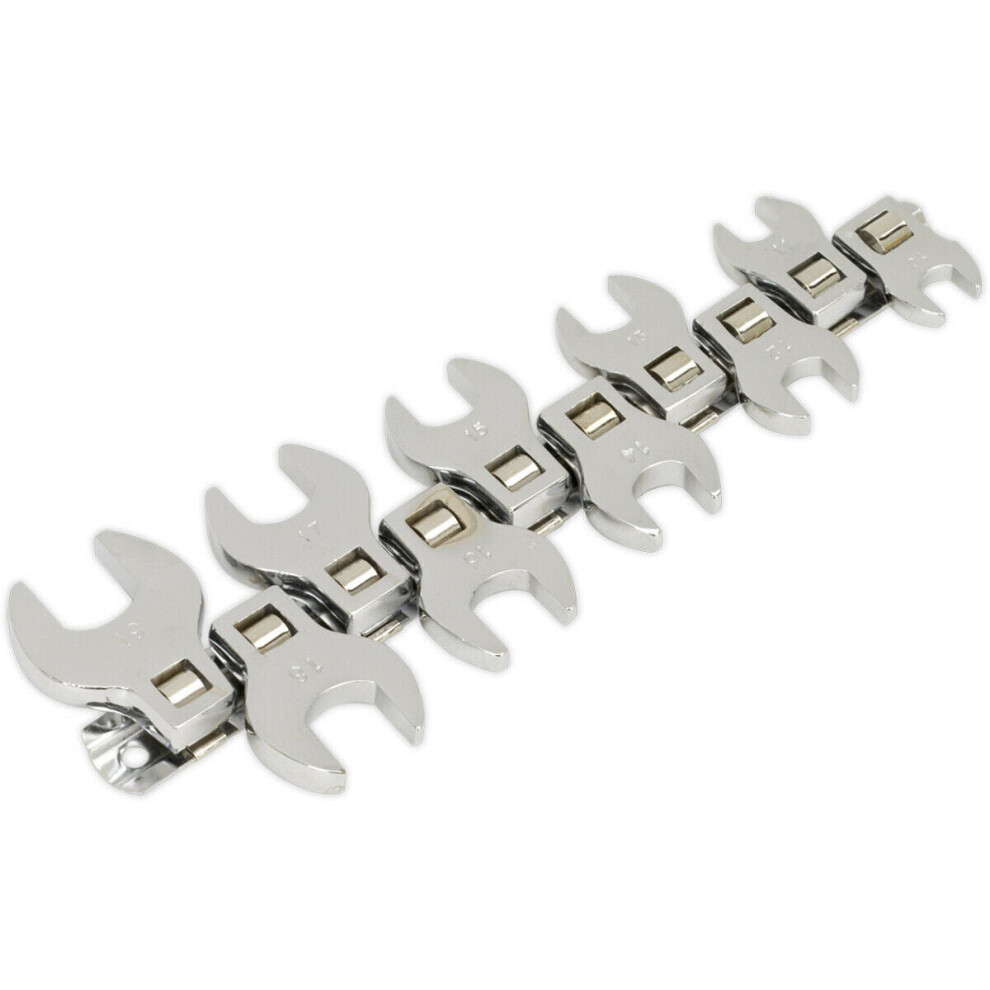 10pc Open Ended Crows Foot Spanner Socket Set - 3/8" Square Drive - 10 to 19mm