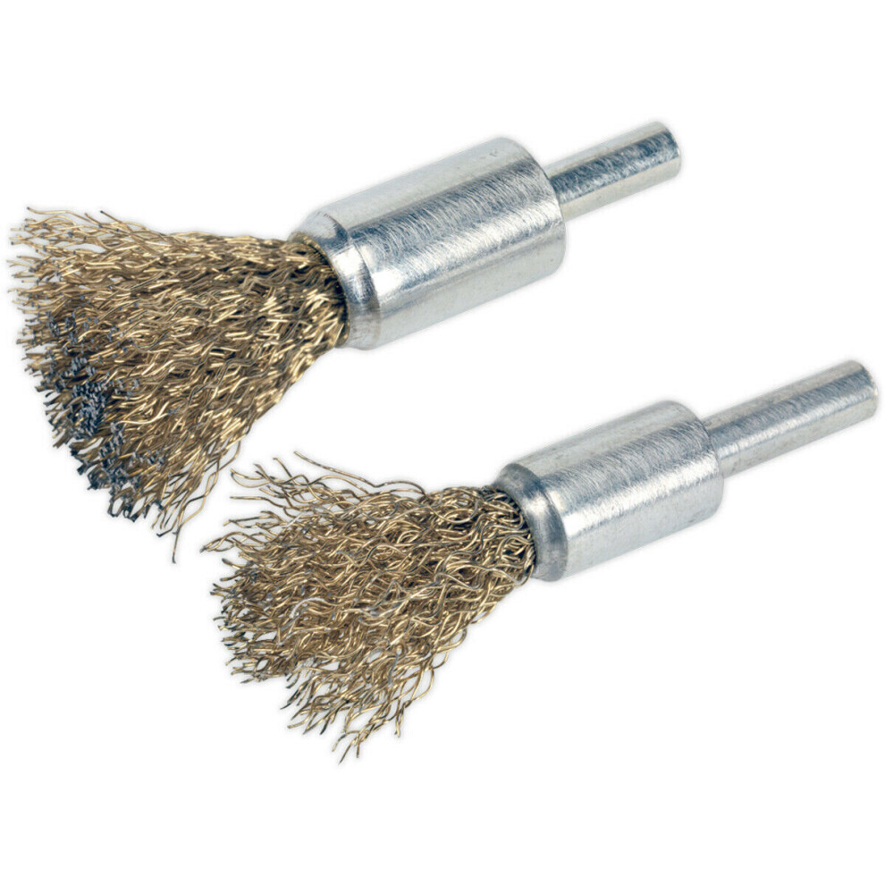 Loops 2 Pack Decarbonising Brush Set - Brassed Steel Wire Brushes - Flat And Pointed