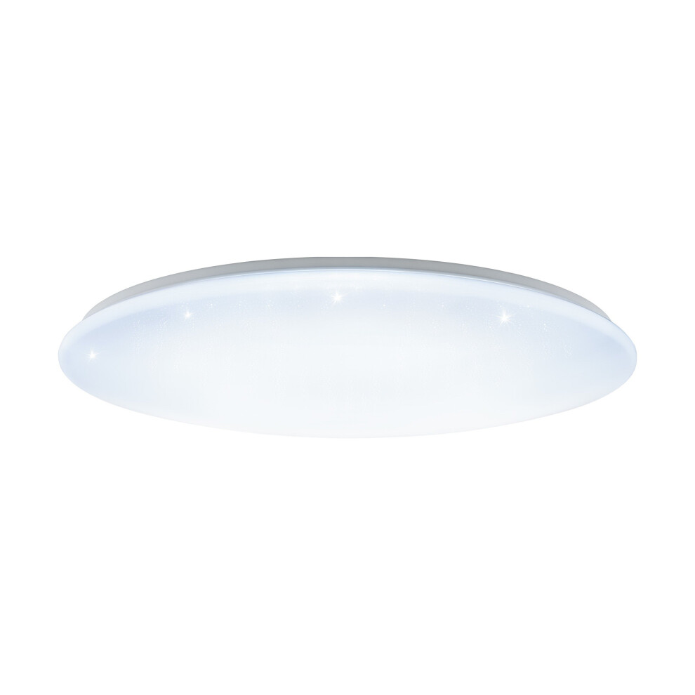 Flush Ceiling Light Colour White Shade White Plastic With Crystal Effect LED 80W