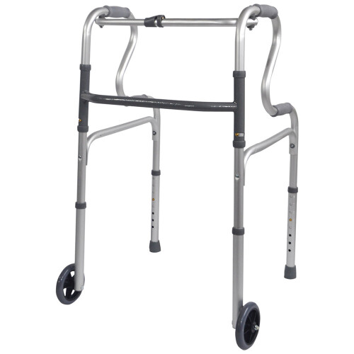Loops Dual Rise Lightweight Aluminium Folding Walking Frame Wheeled for Easy Transport