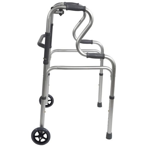 Loops Dual Rise Lightweight Aluminium Folding Walking Frame Wheeled for Easy Transport 2