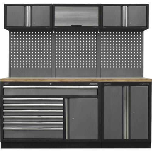 Loops Garage Storage System Unit - 2040 x 460 x 2000mm - 36mm Pressed Wood Worktop