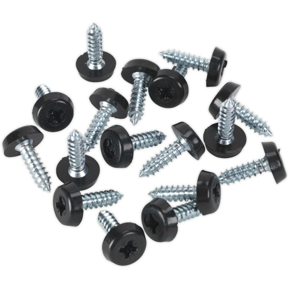 50 PACK 4.8 x 18mm Black Numberplate Screw - Plastic Enclosed Head Fixings