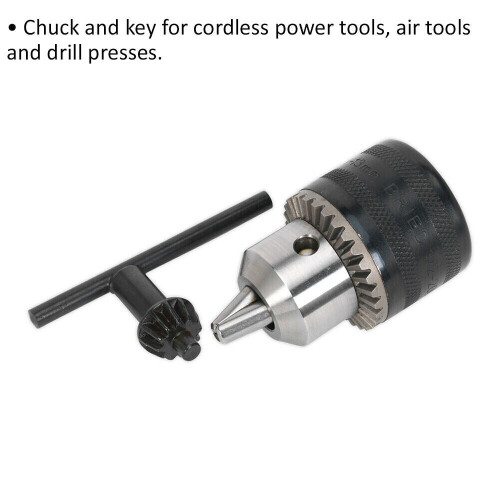 Loops 13mm Drill Chuck & Key - 1/2" x 20 UNF Thread - Cordless Power Tool Key 1