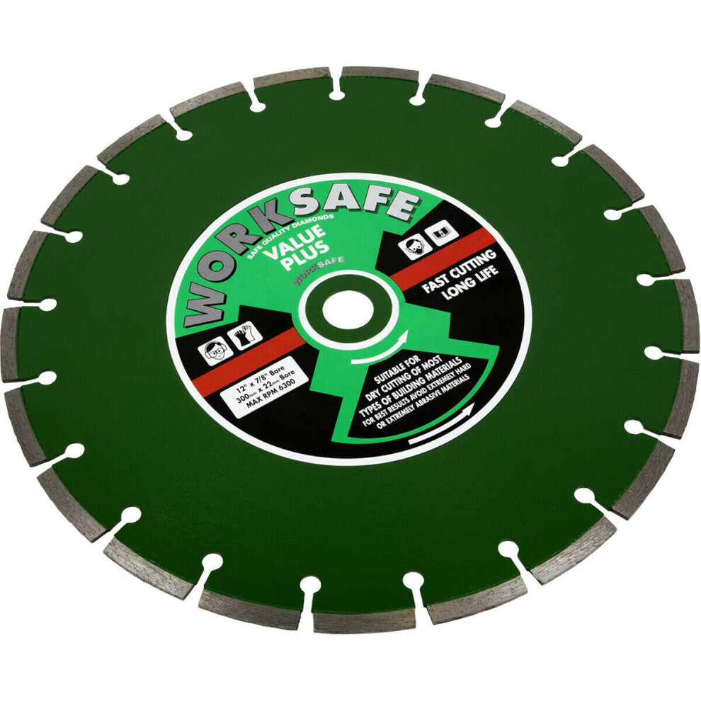 300mm Diamond Cutting Disc Blade - 22mm Bore - Long Lasting Brick Concrete Stone