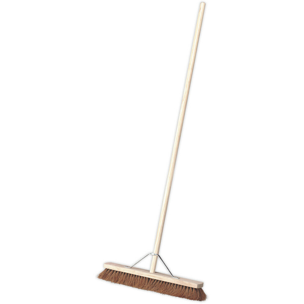 600mm Wide Soft Bristled Broom - Wooden Brush Handle - Metal Support Beam