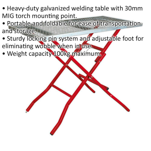 Loops Heavy Duty Mesh Welding Table - 30mm MIG Torch Mounting Point - Galvanized 1
