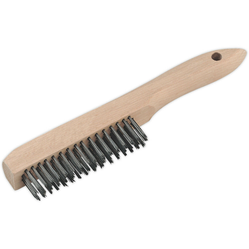 Loops 260Mm Engineers Wire Brush - Steel Fill - Wooden Stock - Rust Removal Brush