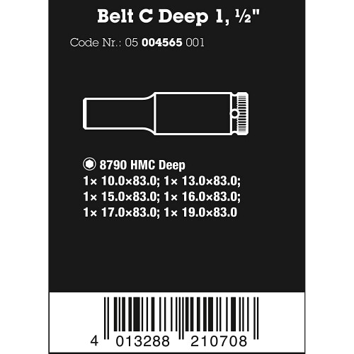 Wera Wera 05004565001 Belt C Deep 1 Socket Set, Colour, Size 1