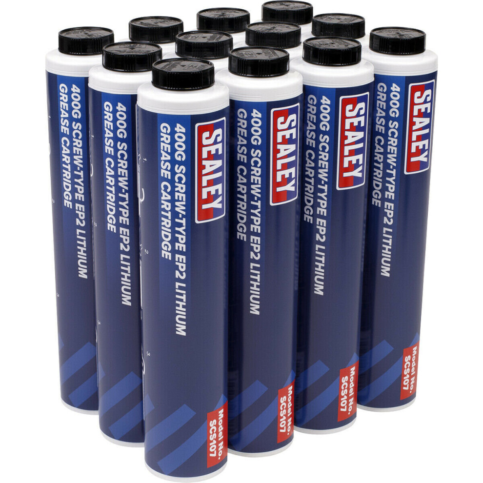 Loops 12 Pk 400G Screw-Type Ep2 Lithium Grease Cartridge - M33 X 2.5Mm Thread - Gun