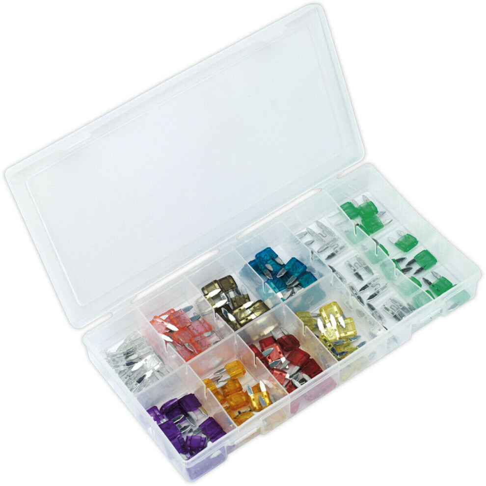 100 Piece Automotive Mini Blade Type Car Fuse Assortment - 2A To 30A Mix 5056524262726