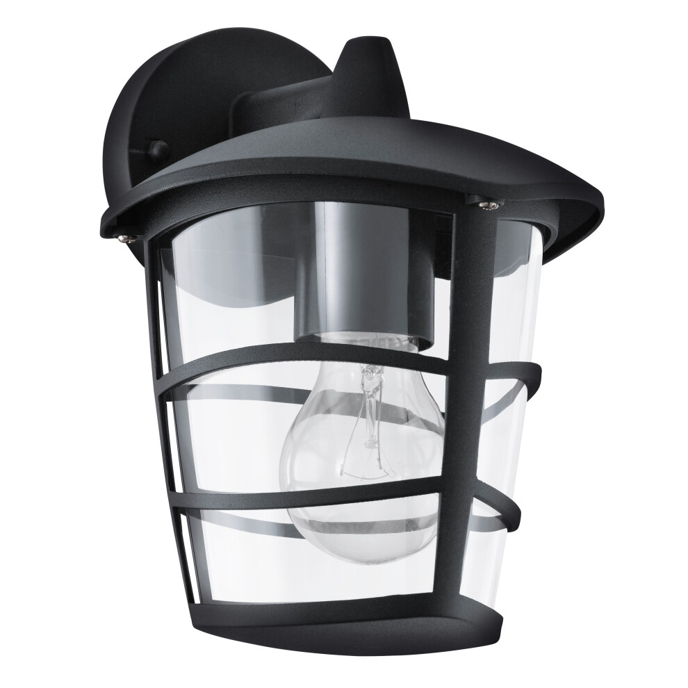 Loops Ip44 Outdoor Wall Light Black Modern Lantern 1 X 60W E27 Bulb Porch Lamp