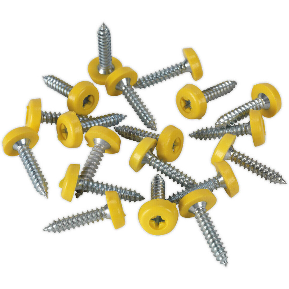 50 PACK 4.8 x 24mm Yellow Numberplate Screw - Plastic Enclosed Head Fixings