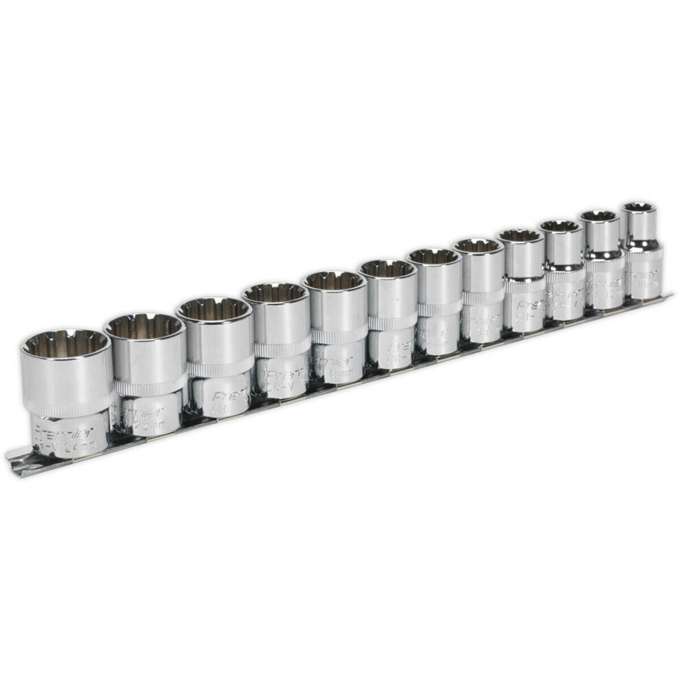 12Pc Universal Metric Socket Set - 1/2" Sq - Total Drive Fits Most Fasteners