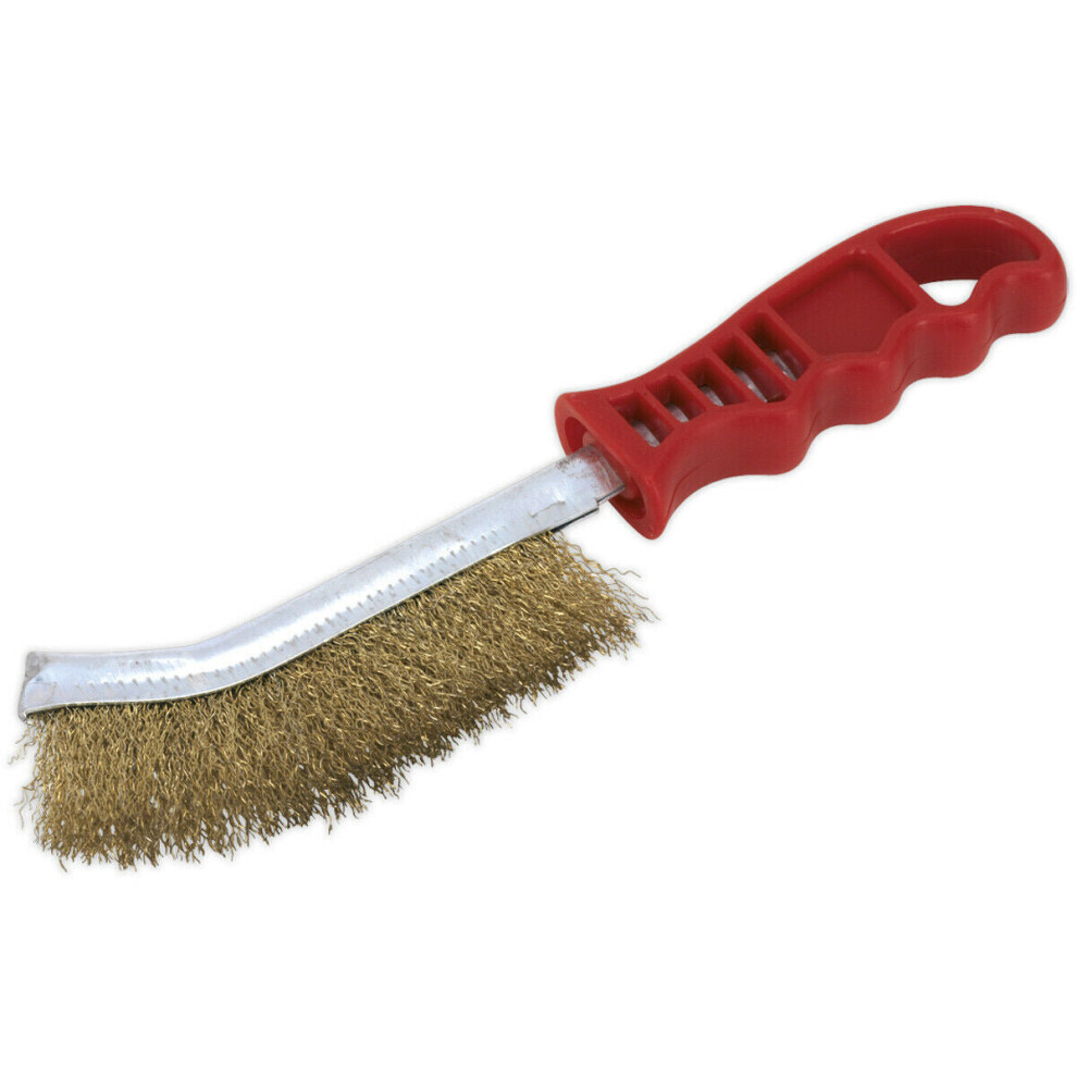 Brassed Steel Wire Brush - Curved Composite Handle - Rust Removal Brush-image-OPC-P8WM6R7-NEW