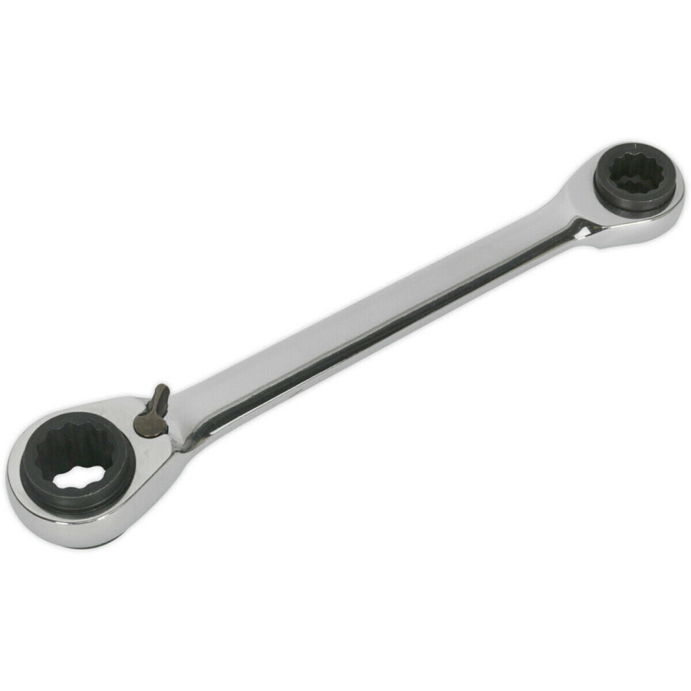 Loops 4-In-1 Double Ended Reversible Ratchet Ring Spanner Slim Handled Metric Wrench