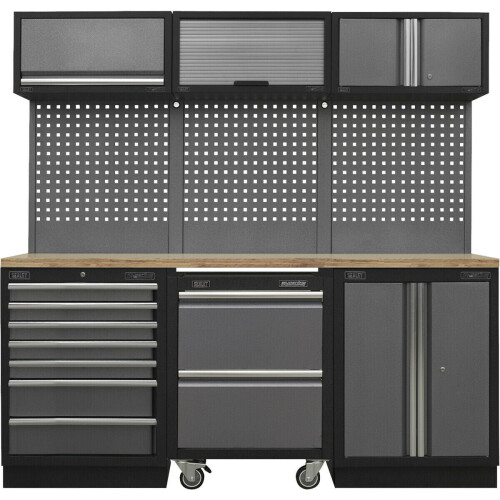 Loops Garage Storage System - 2040 x 460 x 2000mm - 36mm Pressed Wood Work Surface