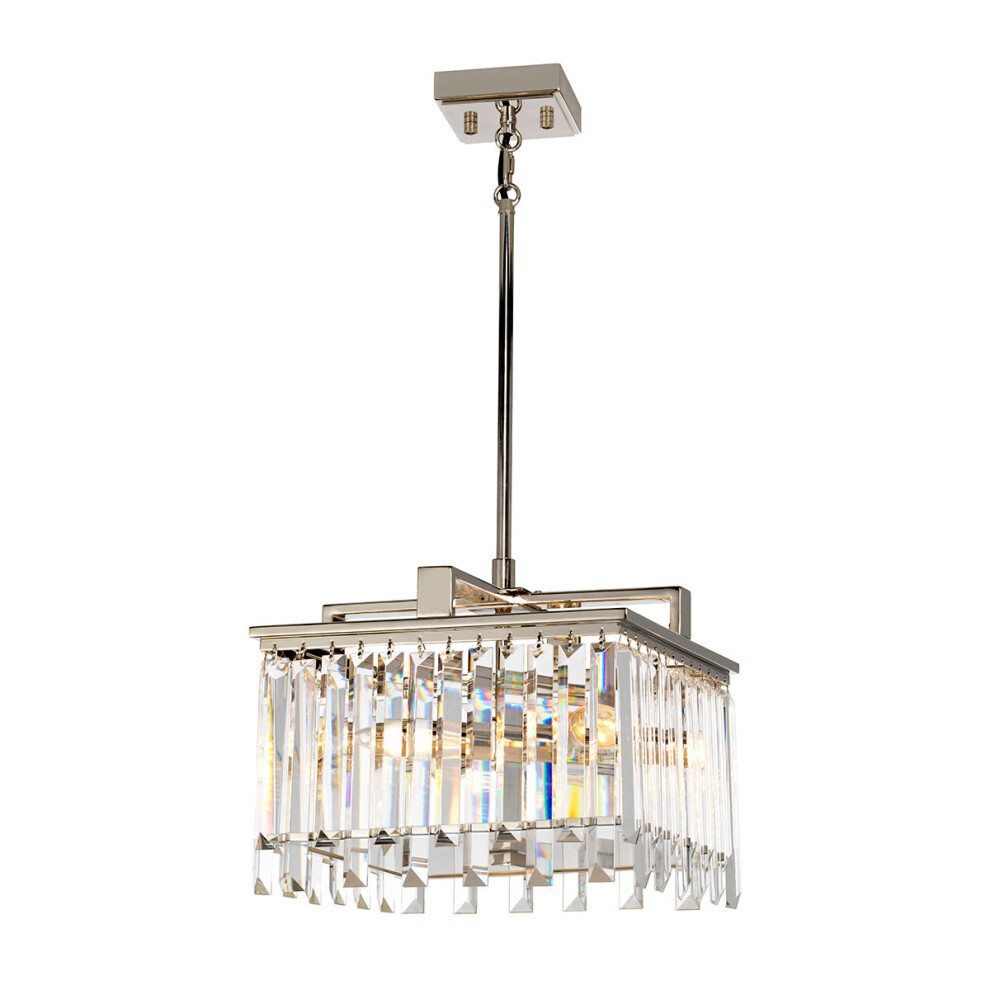 4 Bulb Chandelier LIght Highly Polished Nickel Glass Crystals LED E14 40W